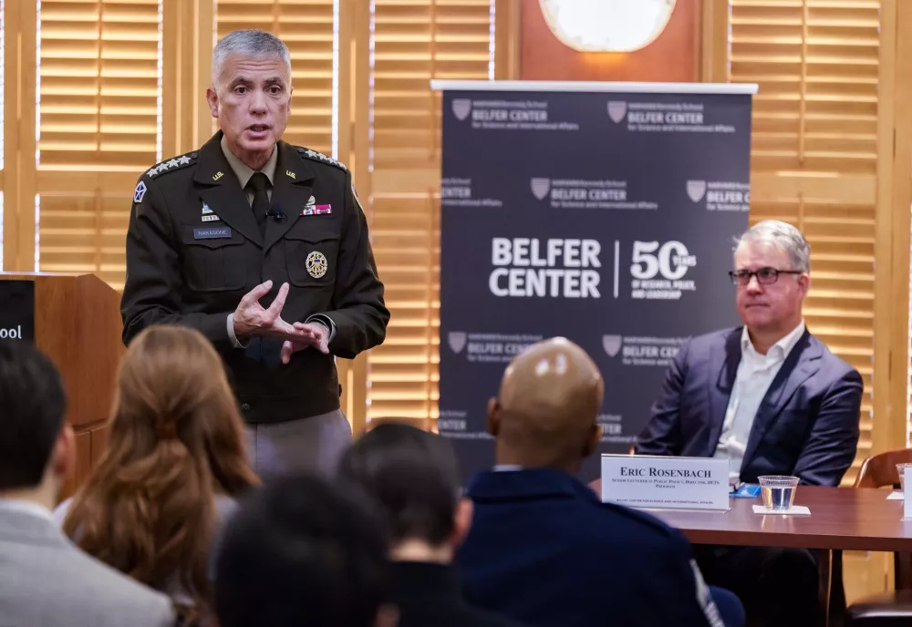 General Nakasone and Eric Rosenbach at a DETS event. 