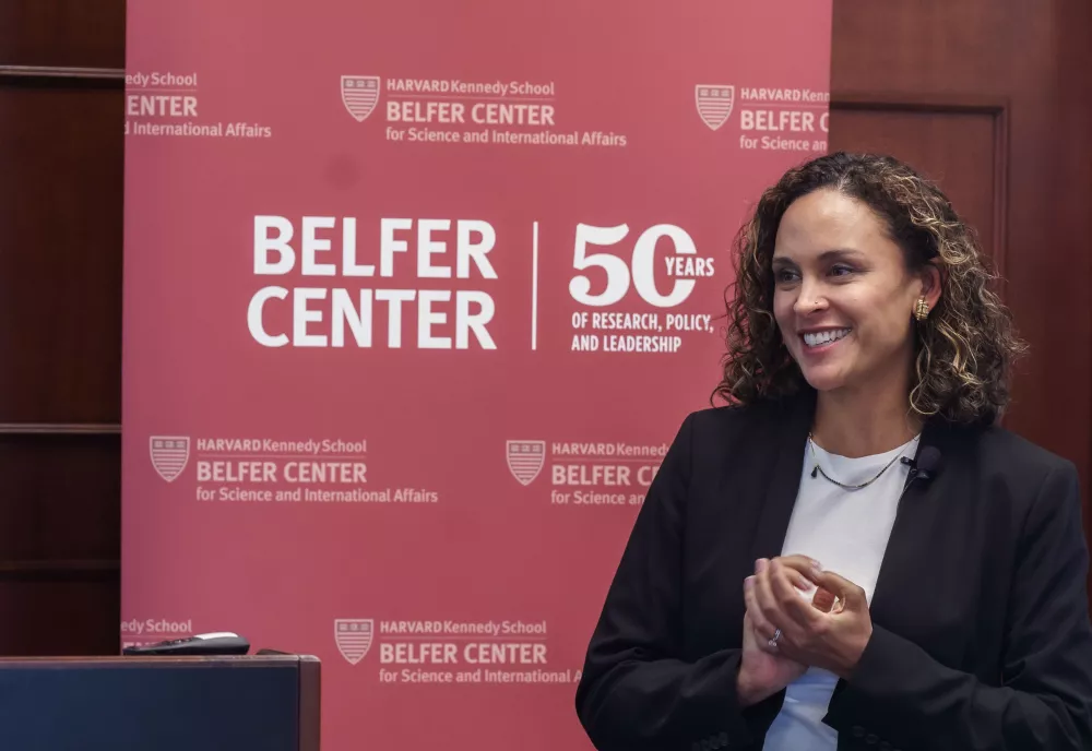 Natalie Colbert, Exectutive Director of the Belfer Center, welcomes Fellows at Orientation September 2023