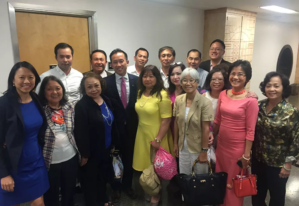 California Healthy Nail Salon Program nail salon workforce members with California Assembly member David Chiu.