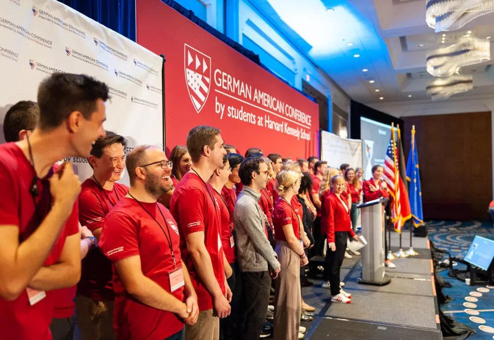Photo of students on stage at the 2023 German American Conference