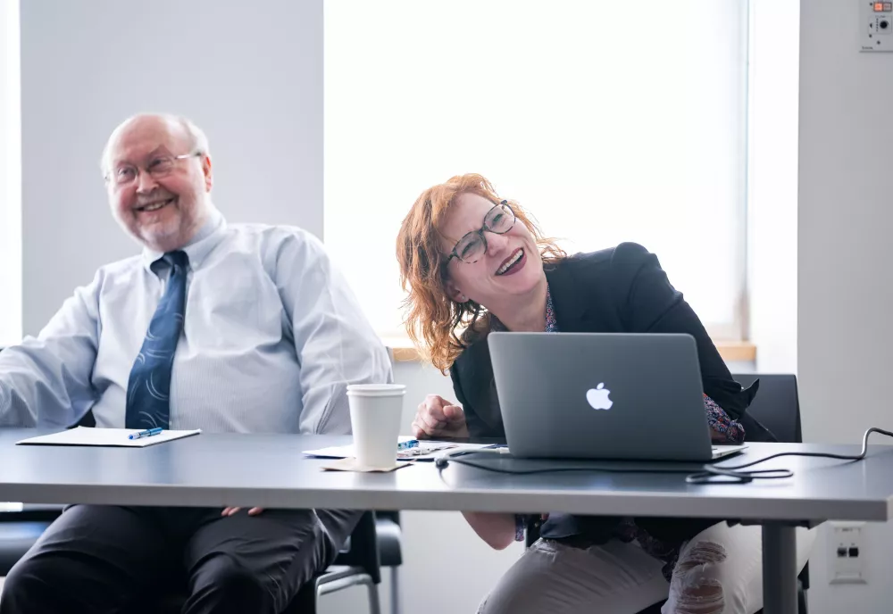 Steven Miller with Jacqueline Hazelton at ISP student seminar