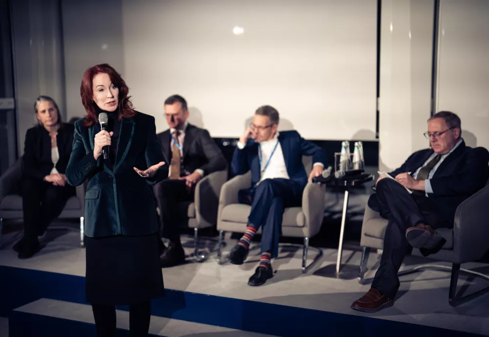 Meghan L. O'Sullivan opens the panel on Adversarial Alignment at the Munich Security Conference, 2025