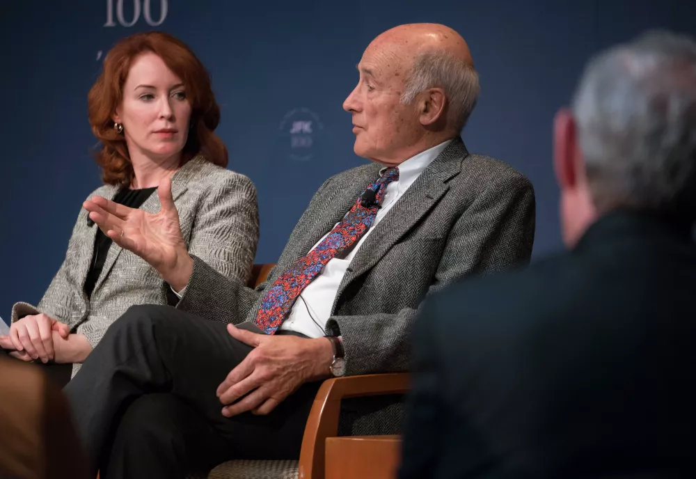 Joe Nye pictured with Meghan L. O'Sullivan, Belfer Center Director