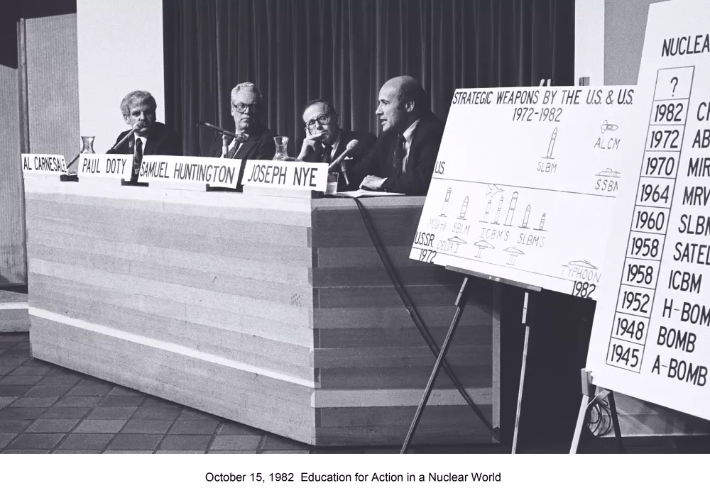 Joe Nye teaching with Al Carnesale, Paul Doty, Samuel Huntington in 1982