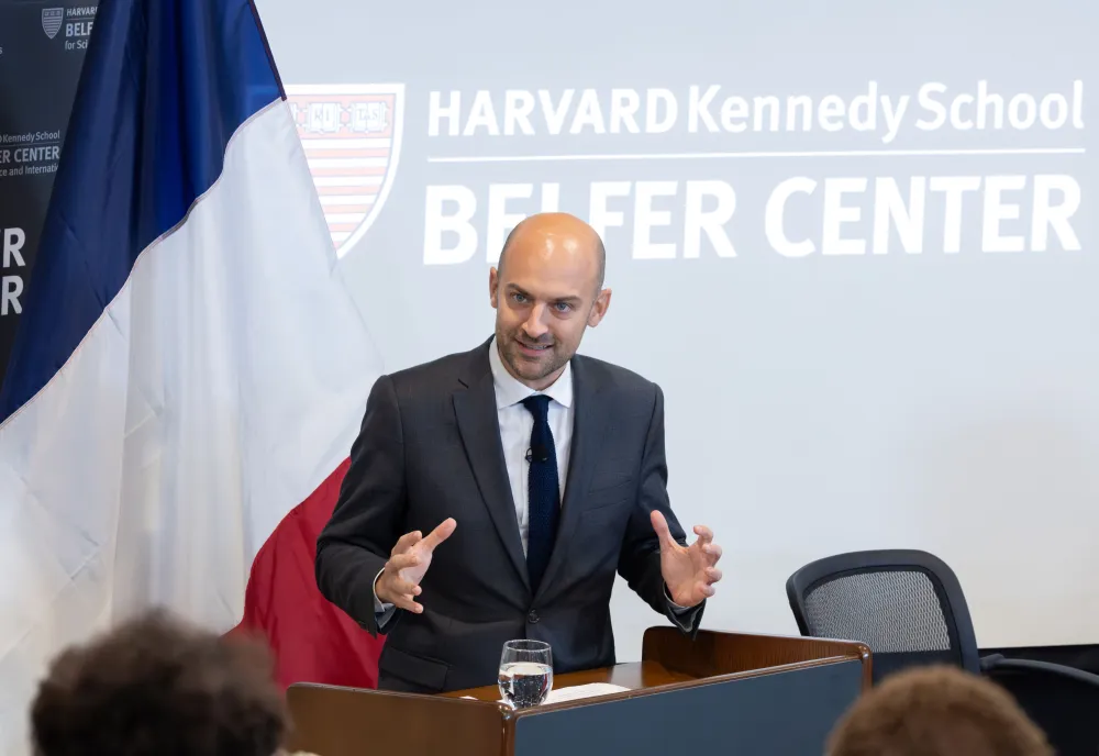French Foriegn Minister Barrot hosted at the Belfer Center, September 2025