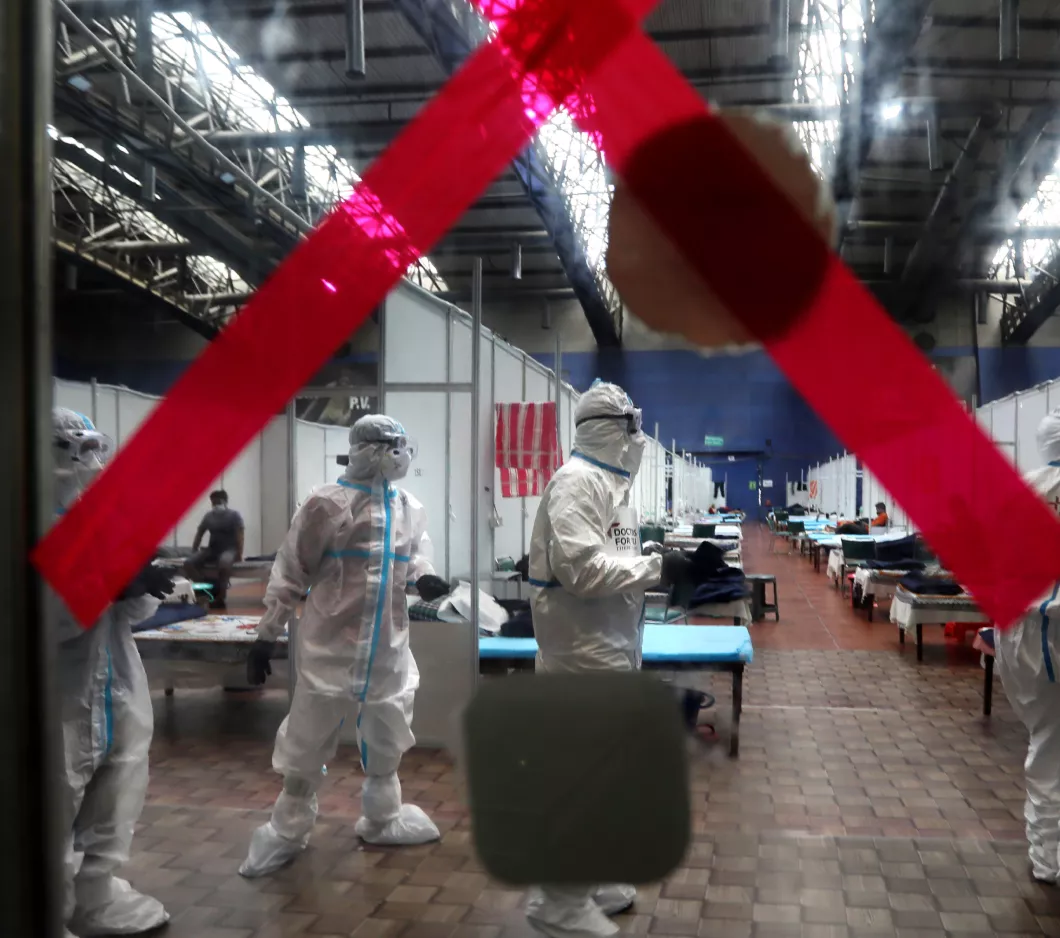 Workers in protective gear