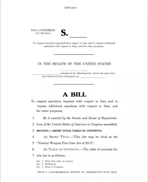 Iran nuclear sanctions Congress Kirk-Menendez