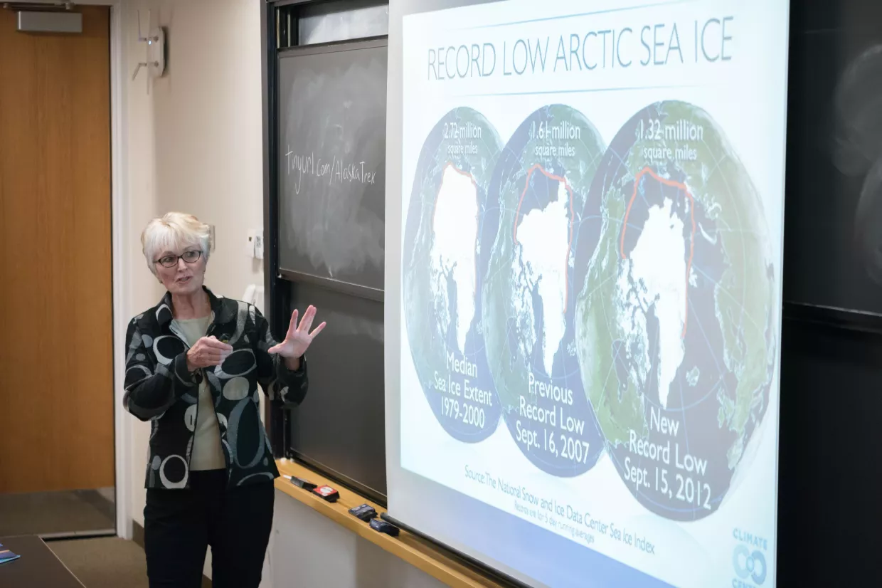 Rapid Response: At an Arctic Initiative seminar, Fran Ulmer, Chair of the U.S. Arctic Research Commission, discusses how a rapidly warming Arctic impacts environmental, economic, and climate systems on a global scale.