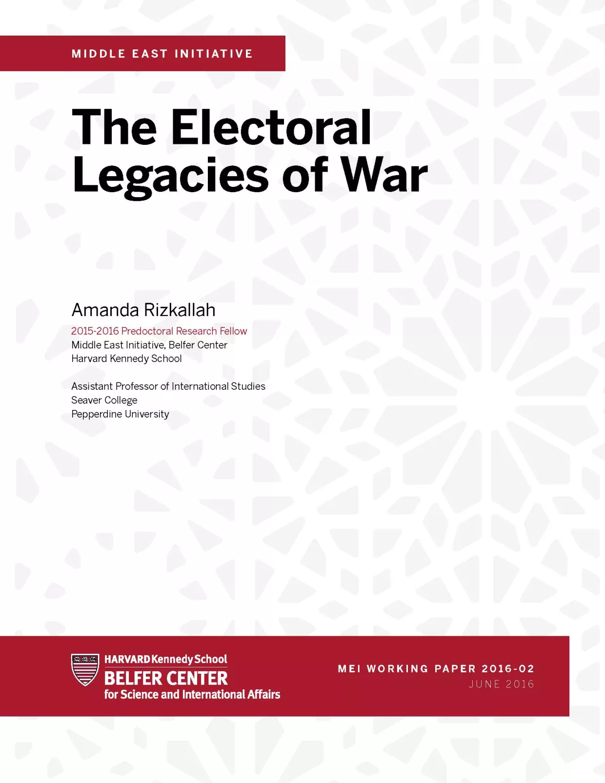 Amanda Rizkallah Working Paper Cover