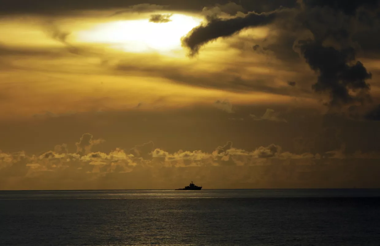 A Chinese frigate cruises near the Paracel Islands, east of Sansha prefecture, Hainan province, September 14, 2014. (AP Photo/Peng Peng)