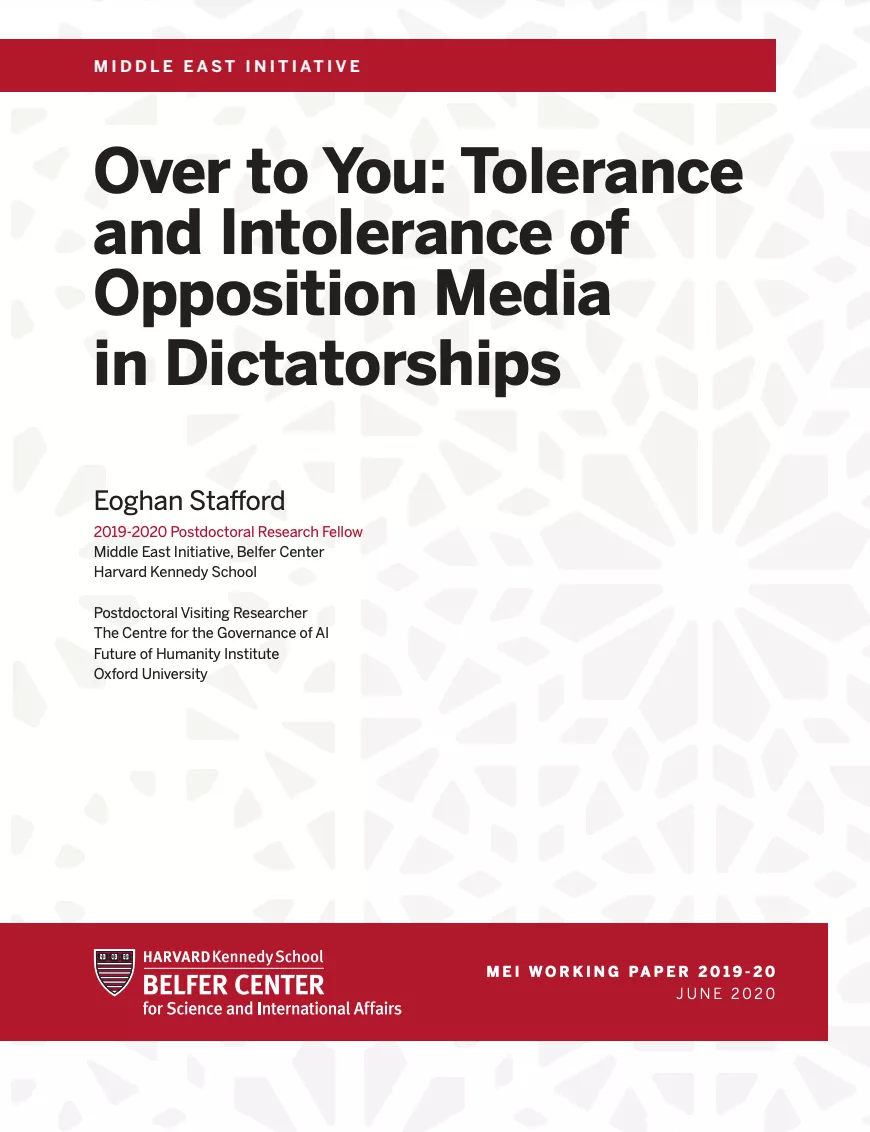 Over to You: Tolerance and Intolerance of Opposition Media in Dictatorships