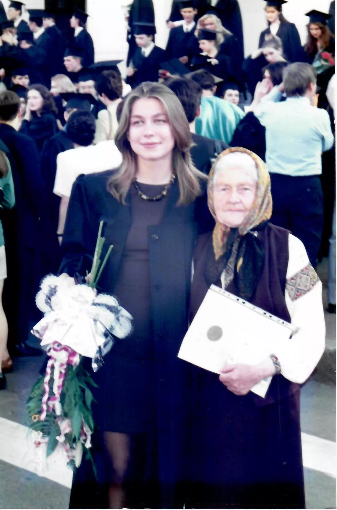Mariana with her grandmother Anna at her graduation from the Kyiv-Mohyla Academy in 1997.