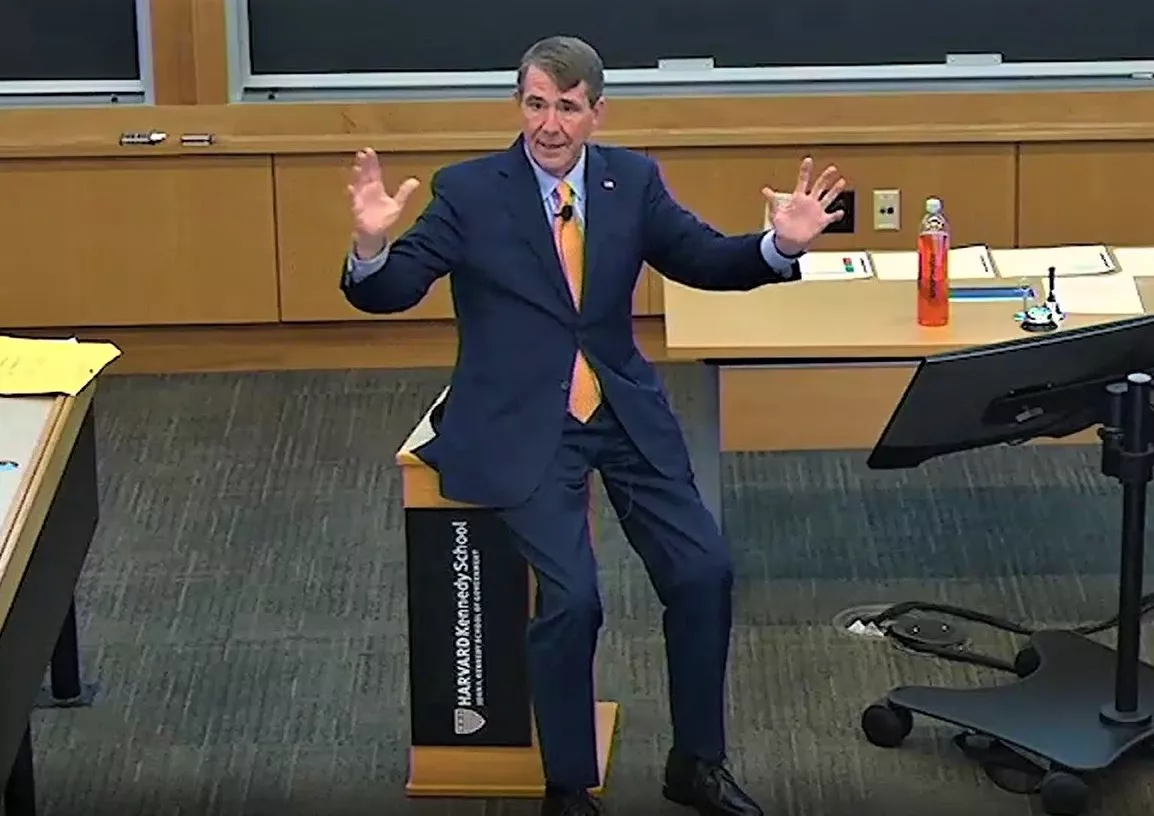 Ash Carter teaching class on October 24, 2022.