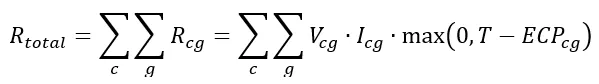 Equation for total aggregate revenue across all countries for all goods