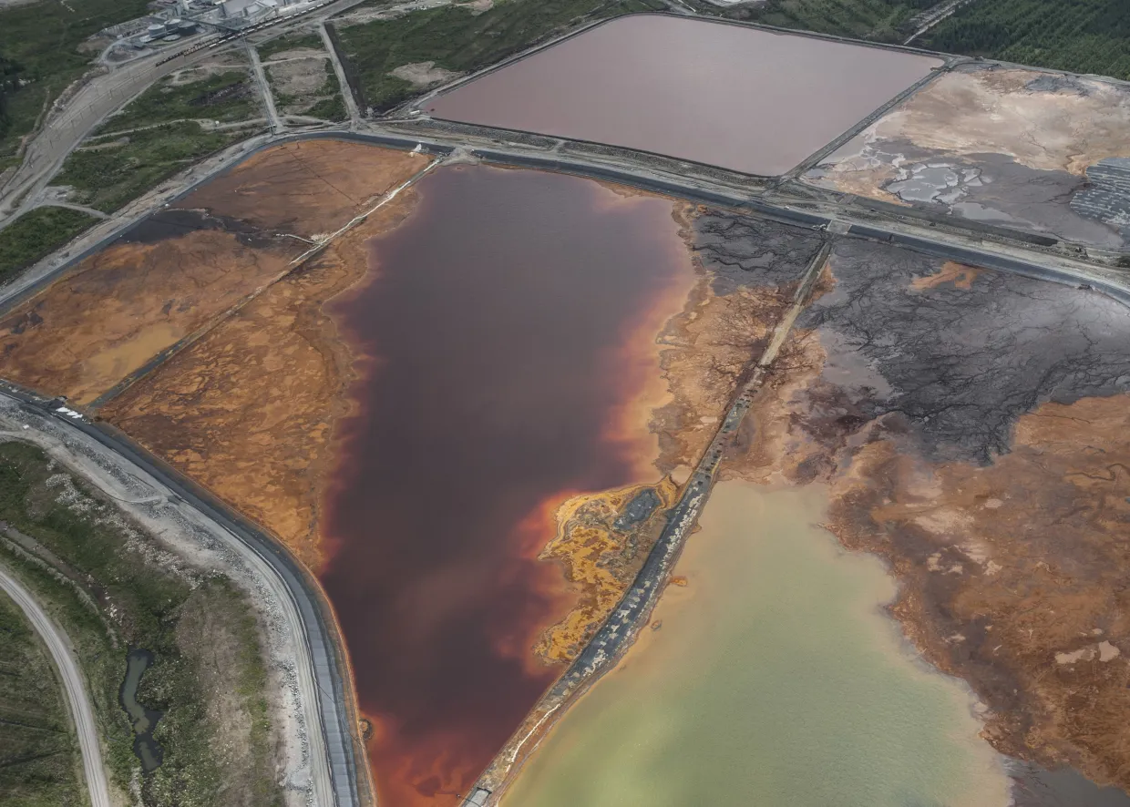 Aerial photograph of the gypsum pond at Talvivaara mine in Finland.