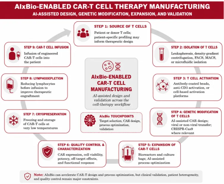 AIxBio-enabled CAR-T cell therapy manufacturing workflow