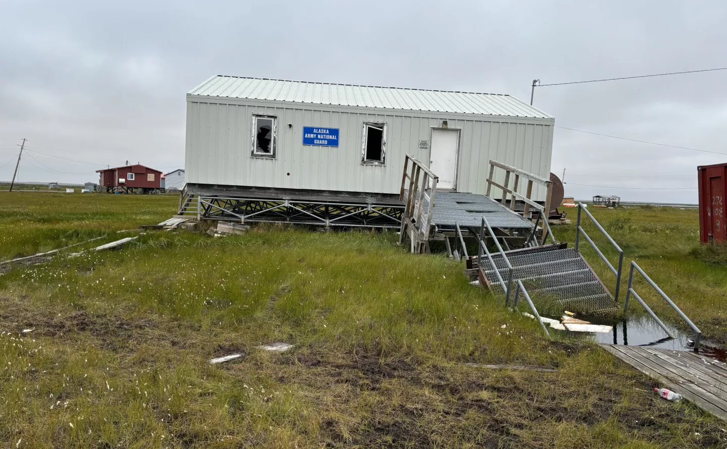 Permafrost thaw damaged this Alaska Army National Guard building.