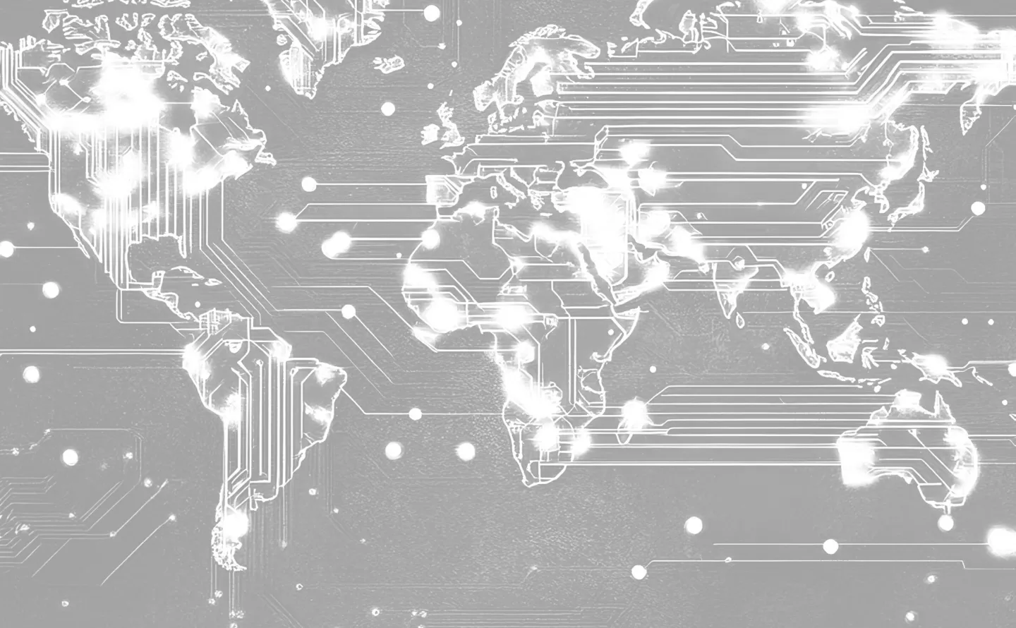 Greyscale graphic of a world map