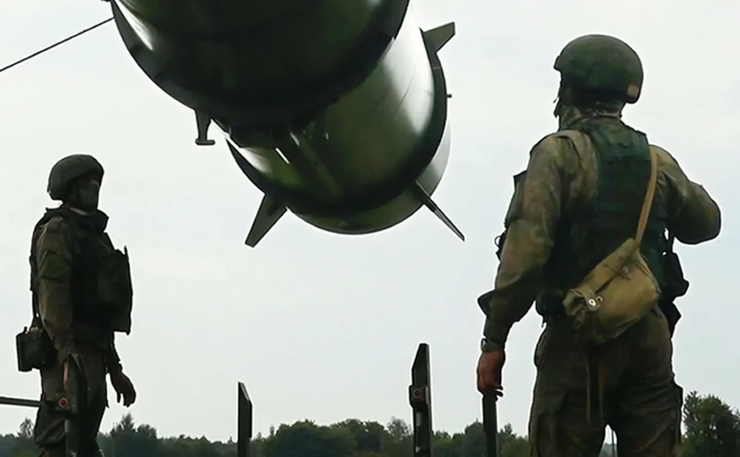  In this image taken form video released by the Russian Defense Ministry Press Service on June 12, 2024, Russian soldiers load an Iskander-M short-range ballistic missile launchers at a firing position as part of Russian military drill intended to train the troops in using tactical nuclear weapons. (Russian Defense Ministry Press Service via AP, File)