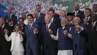 World leaders attending the G20 Summit pose for a group photo in Rio de Janeiro, Tuesday, Nov. 19, 2024. 