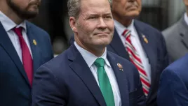 Rep. Michael Waltz, R-Fla., speaks outside the hush money criminal case of former president Donald Trump in New York, May 16, 2024