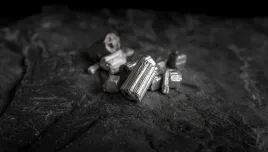 Pure silver or platinum or rare earth from the mine that was placed on the black stone