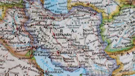  Illustration of a world map zone and of Iran country