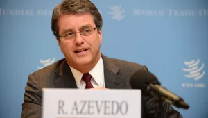 Roberto Carvalho de Azevêdo speaks during the World Trade Organization's 2013 Director-General Selection Process, after which he served as Director-General until August 31, 2020. His successor has not yet been chosen. 