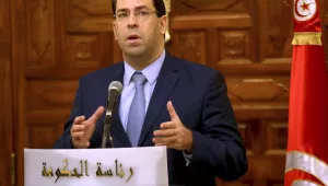 PM Youssef Chahed speaks during a joint press conference with European Commission president Jean-Claude Juncker after their talks in Tunis in October 2018.