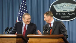 Donald H. Rumsfeld and Russian Defense Minister Sergey Borisovich Ivanov fielded questions from the press on issues ranging from the elections in Iraq to export controls on sensitive weapons systems.