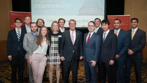 Defending Digital Democracy “Hackathon” finalists with Belfer Center Director and former Secretary of Defense Ash Carter​​​​​​​
