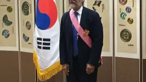 Holdren (above) also received the Gwanghwa Medal, the highest Order of Diplomatic Service Merit, for his support for U.S.–Korea Science and Technology Cooperation as the Director of OSTP (Kazakh Embassy).