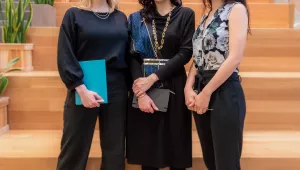 Photo of cyber initiative directors Lauren Zabierek, Maria Barsallo Lynch, and Julia Voo.