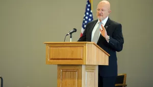 James Clapper speaks at a Coast Guard event in Washington on Dacember 3, 2013.