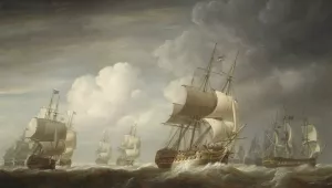 Painting of "Ships of the East India Company at Sea"