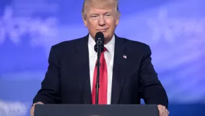 President of the United States Donald Trump speaking at the 2017 Conservative Political Action Conference (CPAC) in National Harbor, Maryland.