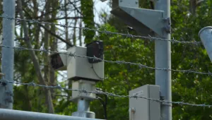 Sensors and fencing at Japan's Integrated Support Center for Nuclear Nonproliferation and Nuclear Security.