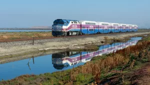 Train passing through Don Edwards San Francisco Bay National Wildlife Refuge