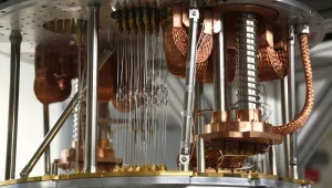 This Feb. 27, 2018, photo shows electronics for use in a quantum computer in the quantum computing lab at the IBM Thomas J. Watson Research Center in Yorktown Heights, N.Y.