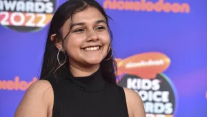 Photo of Gitanjali Rao arriving at the Kids Choice Awards on Saturday, April 9, 2022, at the Barker Hangar in Santa Monica, Calif. 