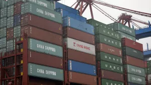 Containers are pictured on board of the ‘Star’ vessel of the China Shipping Container Lines shipping company at the harbor in Hamburg, Germany, Wednesday, Oct. 29, 2014.