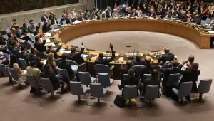 Members of the Security Council vote at United Nations headquarters on Monday, July 20, 2015. AP Photo/Seth Wenig