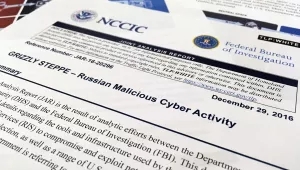 The first page of the Joint Analysis Report narrative by the Department of Homeland Security and federal Bureau of Investigation and released on Dec. 29, 2016, is photographed in Washington, Jan. 6, 2017. Computer security specialists say the technical details in the narrative that the U.S. said would show whether computers had been infiltrated by Russian intelligence services were poorly done and potentially dangerous. (AP Photo/Jon Elswick)