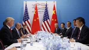 President Donald Trump meets with Chinese President Xi Jinping at the G20 Summit, in Hamburg, Germany on July 8, 2017. (AP Photo/Evan Vucci)