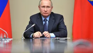 Russian President Vladimir Putin attends a meeting with Russian gas monopoly Gazprom head Alexei Miller at the Novo-Ogaryovo residence outside Moscow. February 16, 2018 (Alexei Druzhinin, Sputnik, Kremlin Pool Photo via Associated Press). Keywords: Vladimir Putin