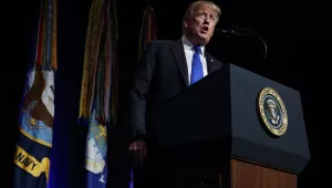 President Trump speaks about American missile defense doctrine at the Pentagon on January 17, 2019 (Evan Vucci/Associated Press).