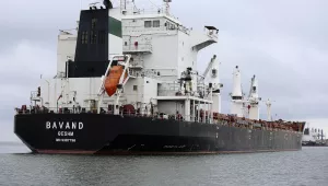 The Bavand, one of two stranded Iranian vessels, sits anchored at the port in Paranagua, Brazil on July 25, 2019. In defiance of U.S. sanctions, Brazil's top court ordered state oil company Petrobras to supply fuel to two Iranian vessels that were stranded off the coast of Parana state since early June (AP Photo/Giuliano Gomes).