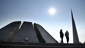 Photo of Tzitzernakaberd memorial to victims of the Armenian genocide.