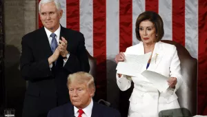 House Speaker Nancy Pelosi of Calif., tears her copy of President Donald Trump's State of the Union address after he delivered it to a joint session of Congress