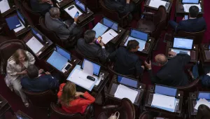 Senators participate in a session in Buenos Aires, Wednesday, Feb. 5, 2020. 